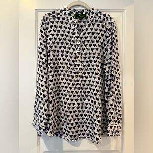 C. Wonder Navy and White Heart Button Down Shirt